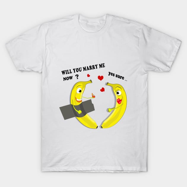 Banana Duct-Taped to a Wall will you marry me T-Shirt by ArticArtac